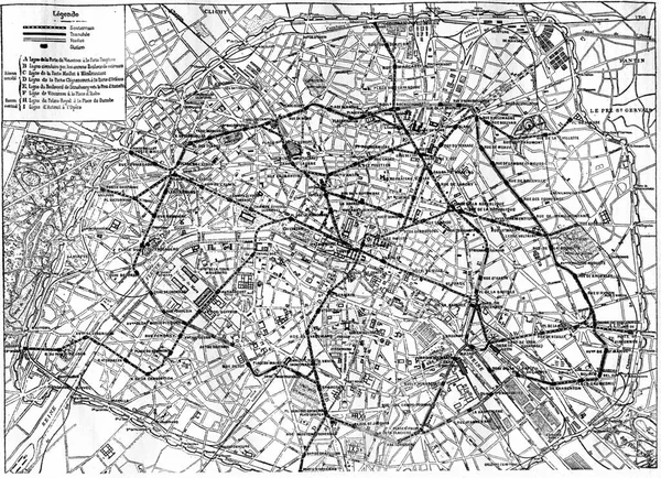 Mapa Metropolity Paryskiego Ryta Ilustracja Stylu Vintage Encyklopedia Przemysłowa Lami — Zdjęcie stockowe