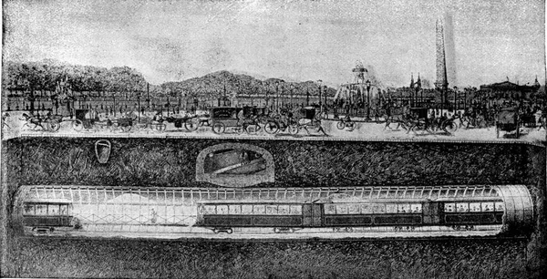 Place Concorde Altındaki Metropolitan Eski Gravür Endüstriyel Ansiklopedi Lami 1875 — Stok fotoğraf