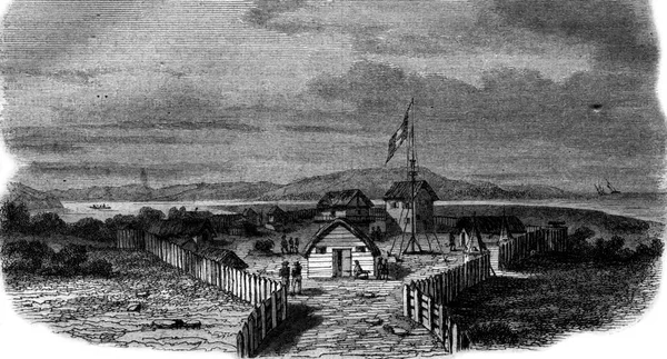 Французькі Поселення Стороні Гвінеї Вінтажна Гравюра Magasin Pittoresque 1847 — стокове фото
