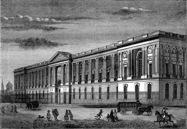 Ludvík Xiv Perraultova Kolonáda Archivní Rytá Ilustrace Magasin Pittoresque 1847 — Stock fotografie