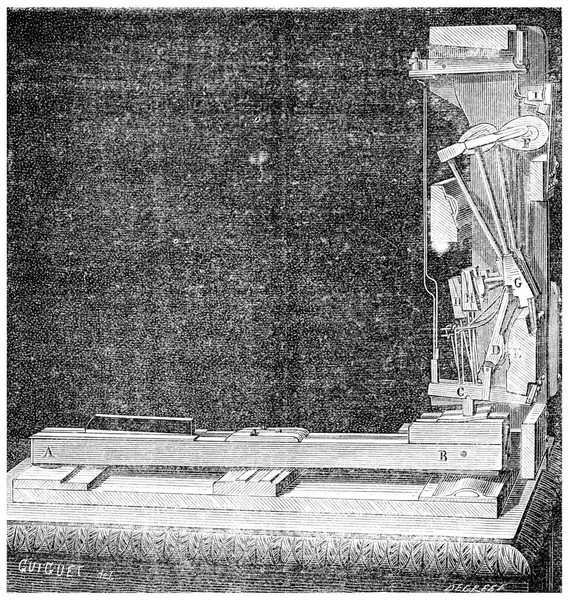 Dik Bir Piyanonun Mekanizması Klasik Oymalı Bir Çizim Endüstriyel Ansiklopedi — Stok fotoğraf