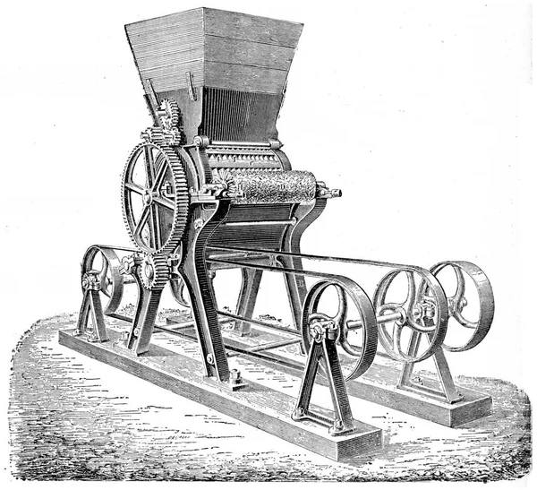 Máquina Moldeo Lingotes Azúcar Barras Ilustración Grabada Vintage Enciclopedia Industrial —  Fotos de Stock