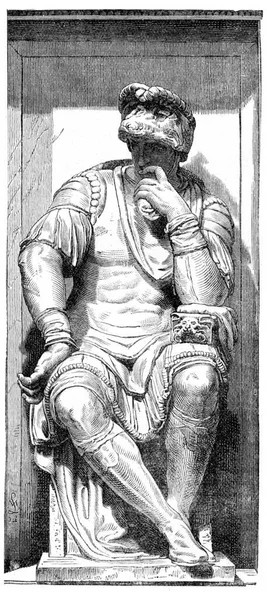 Lorenzo Medici Michelangelo Vintage Engraved Illustration Industrial Encyclopedia Lami 1875 — Stock Photo, Image