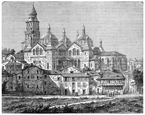 Церква Святого Фронту Perigueux Вінтажна Гравюра Індустріальна Енциклопедія Ламі 1875 — стокове фото