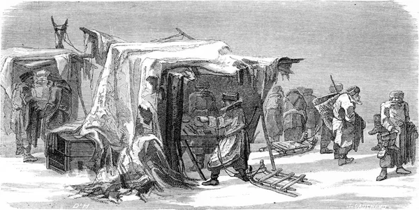 Ринок Лівонії Вінтажний Вигравіюваний Малюнок Tour Monde Travel Journal 1865 — стокове фото