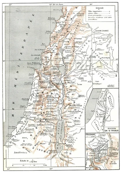 Mapa Palestina Ilustração Gravada Vintage Dicionário Palavras Coisas Larive Fleury — Fotografia de Stock