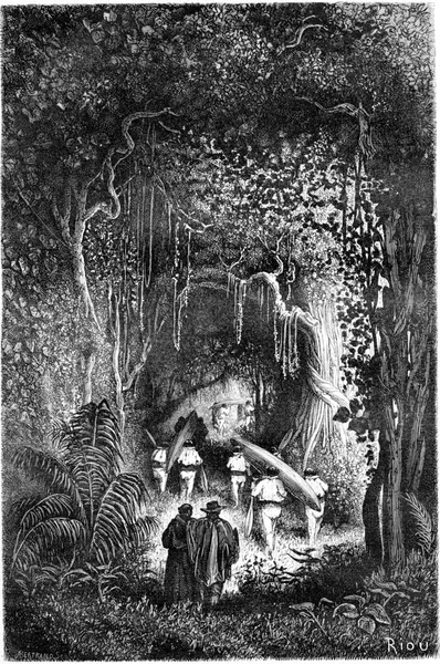 离开拉普拉塔湖 古老的雕刻插图 Tour Monde Travel Journal 1865 — 图库照片