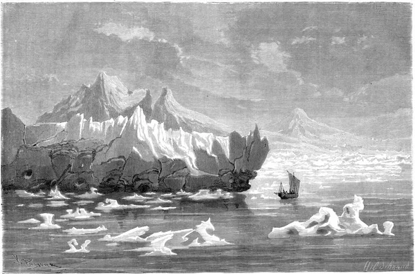 マドレーヌ湾で撮影した眺め ヴィンテージの彫刻が施されたイラスト Tour Monde Travel Journal 1865年 — ストック写真