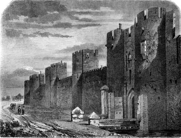 Вид Стіни Aigues Mortes Вінтажна Гравюра Magasin Pittoresque 1847 — стокове фото