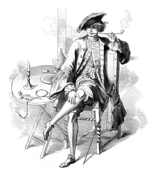 17世紀には ゲラルドの道徳 ヴィンテージ彫刻のイラストと題されたコレクションの印刷後 Magasin Pittoresque 1847 — ストック写真