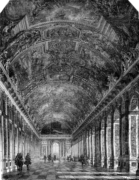 Zeventiende Eeuw Grote Spiegelzaal Het Paleis Van Versailles Vintage Gegraveerde — Stockfoto