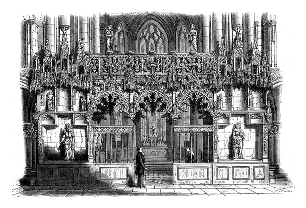 Buhardilla Iglesia Sainte Madeleine Troyes Ilustración Grabada Vintage Magasin Pittoresque — Foto de Stock