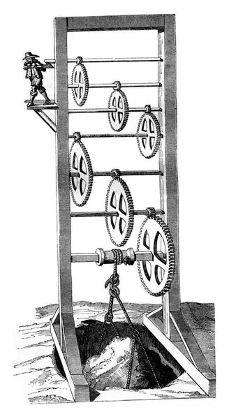 サロモン カウスの著書 動く力の理由 1615年 1624年 のタイヤには ヴィンテージの彫刻が施されている Magasin Pittoresque 1847 — ストック写真