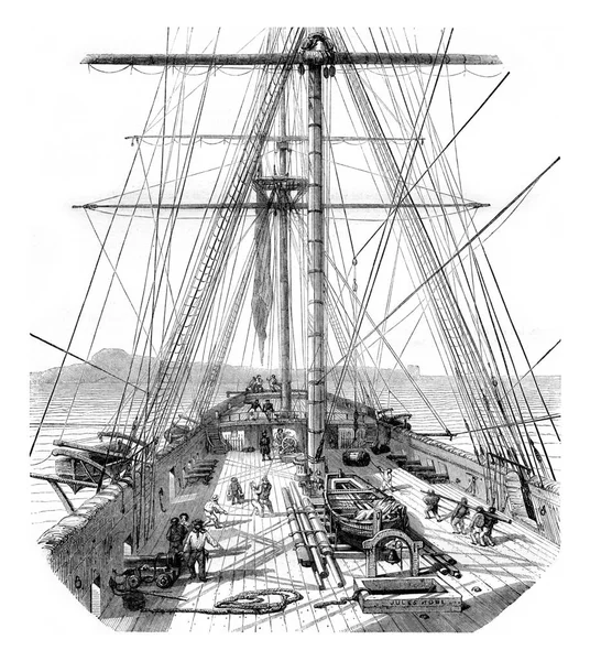 Tył Okrętu Wojennego Grawerowana Ilustracja Pittoresque 1847 — Zdjęcie stockowe
