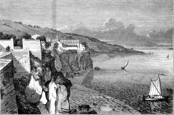 Pohled Sorrento Neapolský Záliv Archivní Rytá Ilustrace Magasin Pittoresque 1847 — Stock fotografie