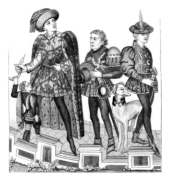 Page Lord Messenger Varlet Klasyczna Ryta Ilustracja Pittoresque 1847 — Zdjęcie stockowe