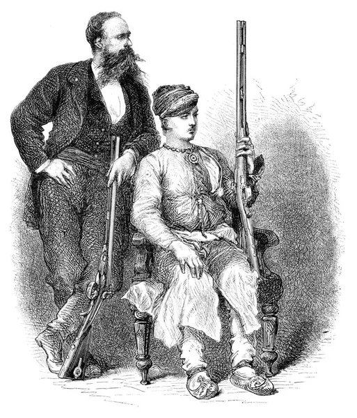 ウダイプルのマハラナと英国大使 ヴィンテージ彫刻のイラスト Tour Monde Travel Journal 1872年 — ストック写真
