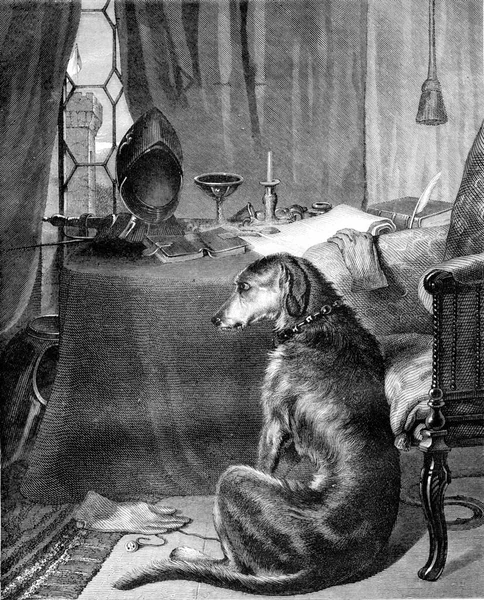 Landseer Köpeğin Ustası Eski Oyma Resimli Magasin Pittoresk 1852 — Stok fotoğraf