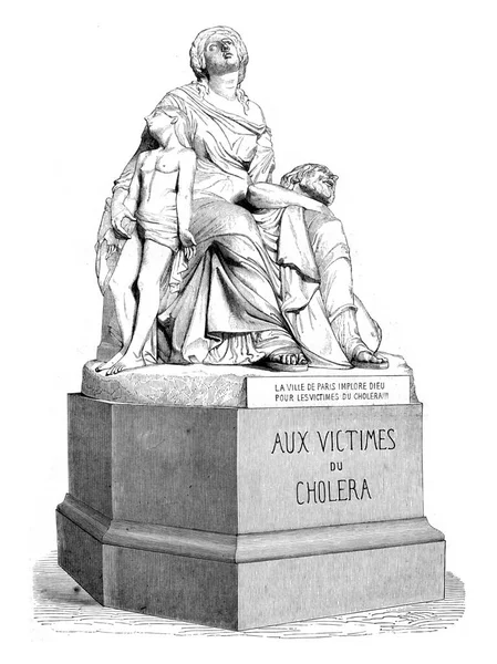 1852 Sculpture Show Choléra Illustration Gravée Vintage Magasin Pittoresque 1852 — Photo