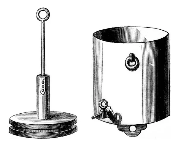Szklany Cylinder Szczegóły Które Przyciąga Jego Tłok Vintage Grawerowane Ilustracji — Zdjęcie stockowe