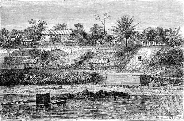 1861 년에는 가봉의 공원의 빈티지가 새겨진 Tour Monde Travel Journal — 스톡 사진
