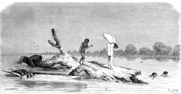 가운데에 목욕탕 스러운 Tour Monde Travel Journal 1865 — 스톡 사진