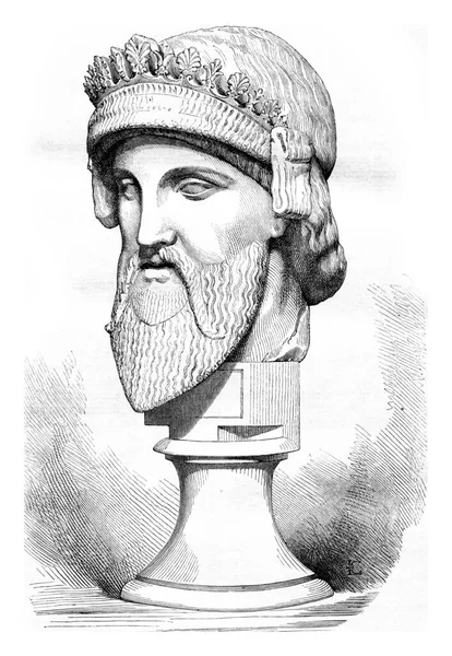 Louvre Museum Jupiter Trophonius Marble Bust Vintage Engraved Illustration Magasin — Stock Photo, Image