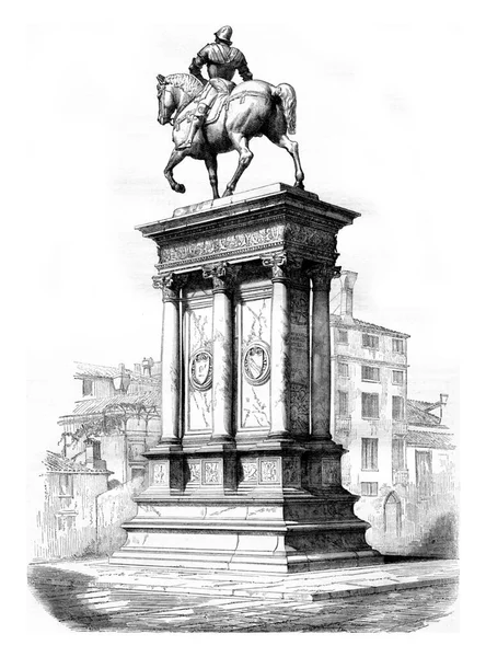Έφιππο Άγαλμα Του Bartolomeo Colleoni Μπροστά Από Την Εκκλησία Του — Φωτογραφία Αρχείου