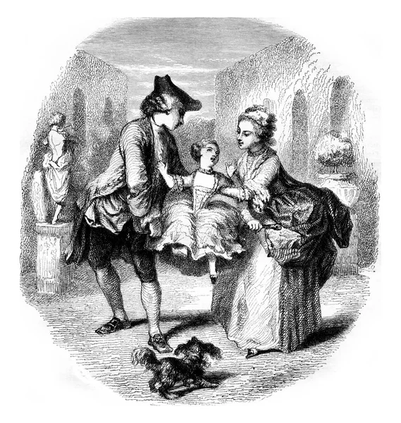 Moc Dziecka Grawerowana Ilustracja Rocznika Pittoresque 1855 — Zdjęcie stockowe