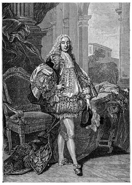 Duke Gesvres Ceremonial Suit Van Loo 1735 Vintage Engraved Illustration — Stock Photo, Image