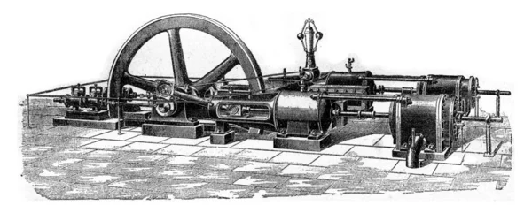 Aparelho Compressão Estagiado Injeção Água Ilustração Gravada Vintage Enciclopédia Industrial — Fotografia de Stock