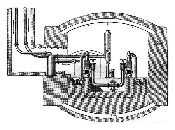 Mailliet Pump Bruay Mines Cross Section Back Machine Showing Massive — Stock Photo, Image