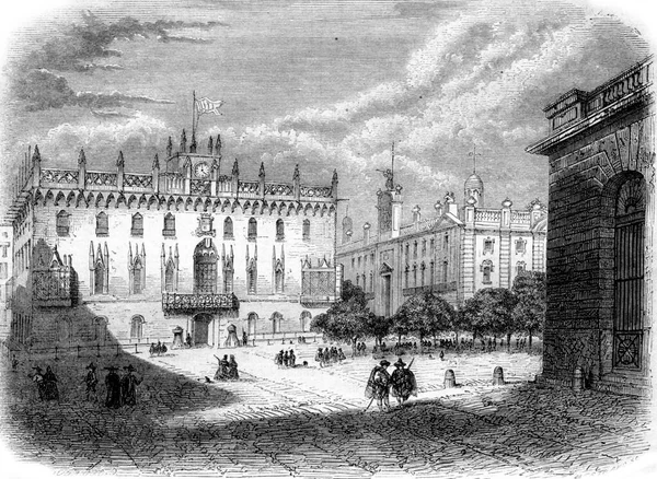 Barcelona Palais Royal Customs Vintage Engraved Illustration Magasin Pittoresque 1857 — Stock Photo, Image