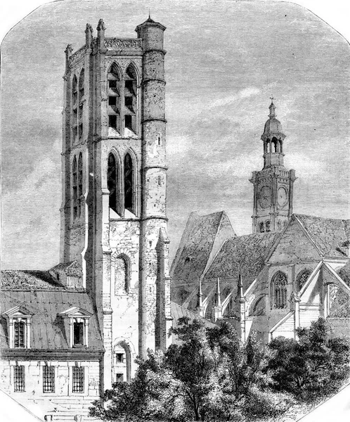 Liceum Napoleona Wieża Clotilde Xix Wiek Ryta Ilustracja Pittoresque 1857 — Zdjęcie stockowe