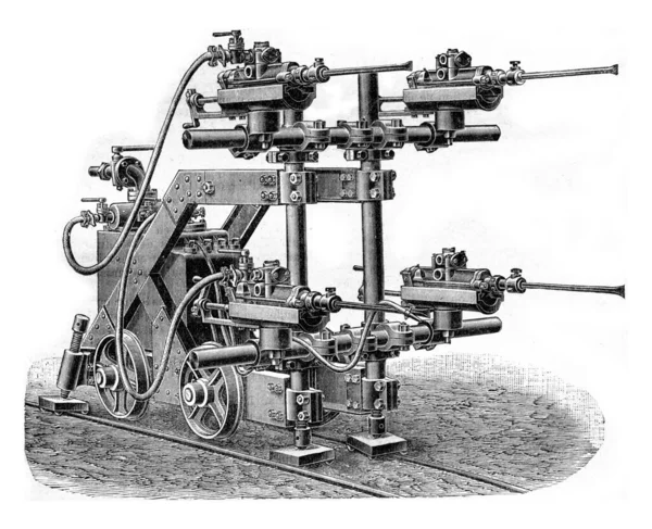 Perforator Burton Mit Wasserspritzlanze Vintage Gravierte Illustration Industrielexikon Lami 1875 — Stockfoto