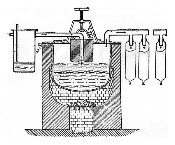 Appareil Pour Fabrication Plomb Blanc Électrique Illustration Gravée Vintage Encyclopédie — Photo