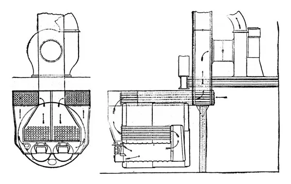 Wiederaufnahme Der Verbrennungsluft Ellis Eaves System Gravierte Illustration Industrielexikon Lami — Stockfoto