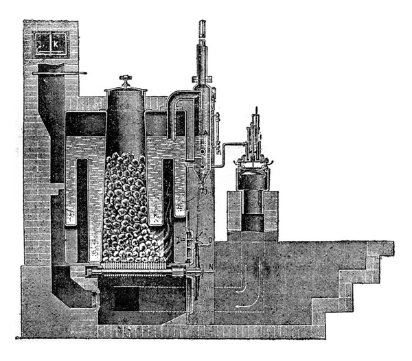 蒸汽锅炉Mathelin和Garnier 老式雕刻插图 工业百科全书E 1875年 — 图库照片