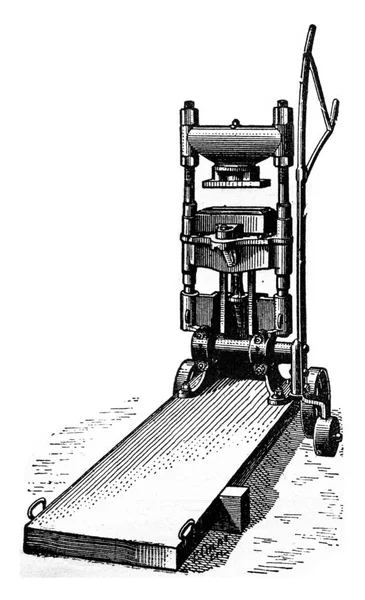 Press Reshuffle Bricks Vintage Engraved Illustration Industrial Encyclopedia Lami 1875 — Stock Photo, Image
