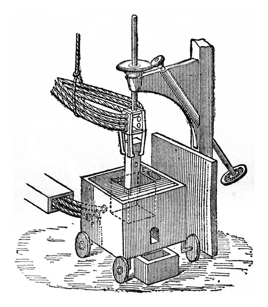 电炉制备碳化钙 老式雕刻图解 工业百科全书E 1875年 — 图库照片
