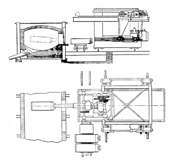 Wellmann Apparaat Martin Ovens Laden Vintage Gegraveerde Illustratie Industriële Encyclopedie — Stockfoto