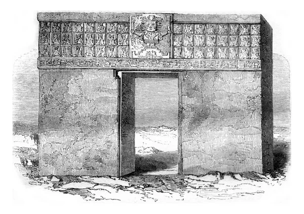 Tiahuanaco Monolithic Gate Lake Chiquito Peru Vintage Engraved Illustration Magasin — Stock Photo, Image