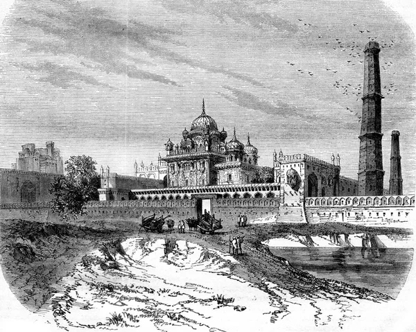 Hrobka Ranjita Singha Lahore Archivní Rytá Ilustrace Magasin Pittoresque 1858 — Stock fotografie