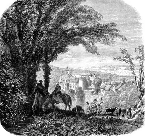 Ландшафти Крез Гаргілессе Вінтажні Гравюри Магасін Піттореск 1858 — стокове фото