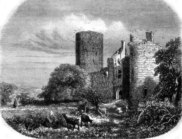 Paysages Creuse Châteaubrun Illustration Gravée Vintage Magasin Pittoresque 1858 — Photo