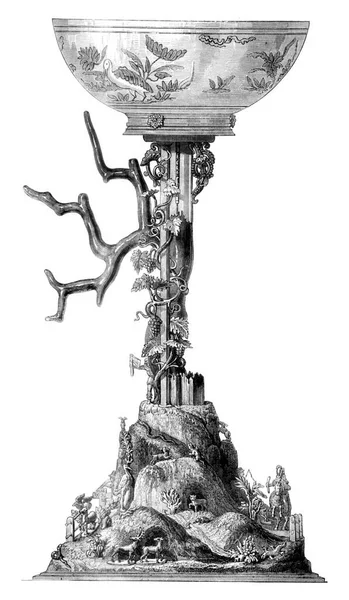 Російська Вирізала Позолочений Верміон 1630 Року Вінтажний Вигравіюваний Малюнок Магасін — стокове фото