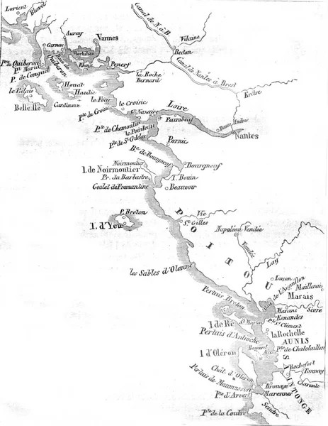 Mapa Słonych Bagien Zatoki Biskajskiej Ryte Stylu Vintage Ilustracje Pittoresque — Zdjęcie stockowe