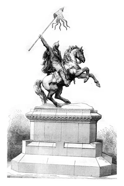 Jeździecki Posąg Wilhelma Zdobywcy Rocheta Zainaugurowany Falaise Października 1851 Rocznik — Zdjęcie stockowe