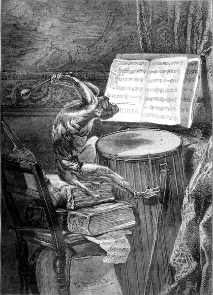 Художественный Салон 1861 Камерная Музыка Руссо Старинная Гравированная Иллюстрация Магасин — стоковое фото
