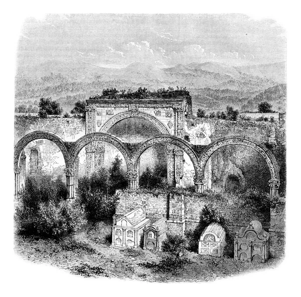 Rovine Cimitero Tlalmanalco Messico Xvi Secolo Illustrazione Incisa Epoca Magasin — Foto Stock